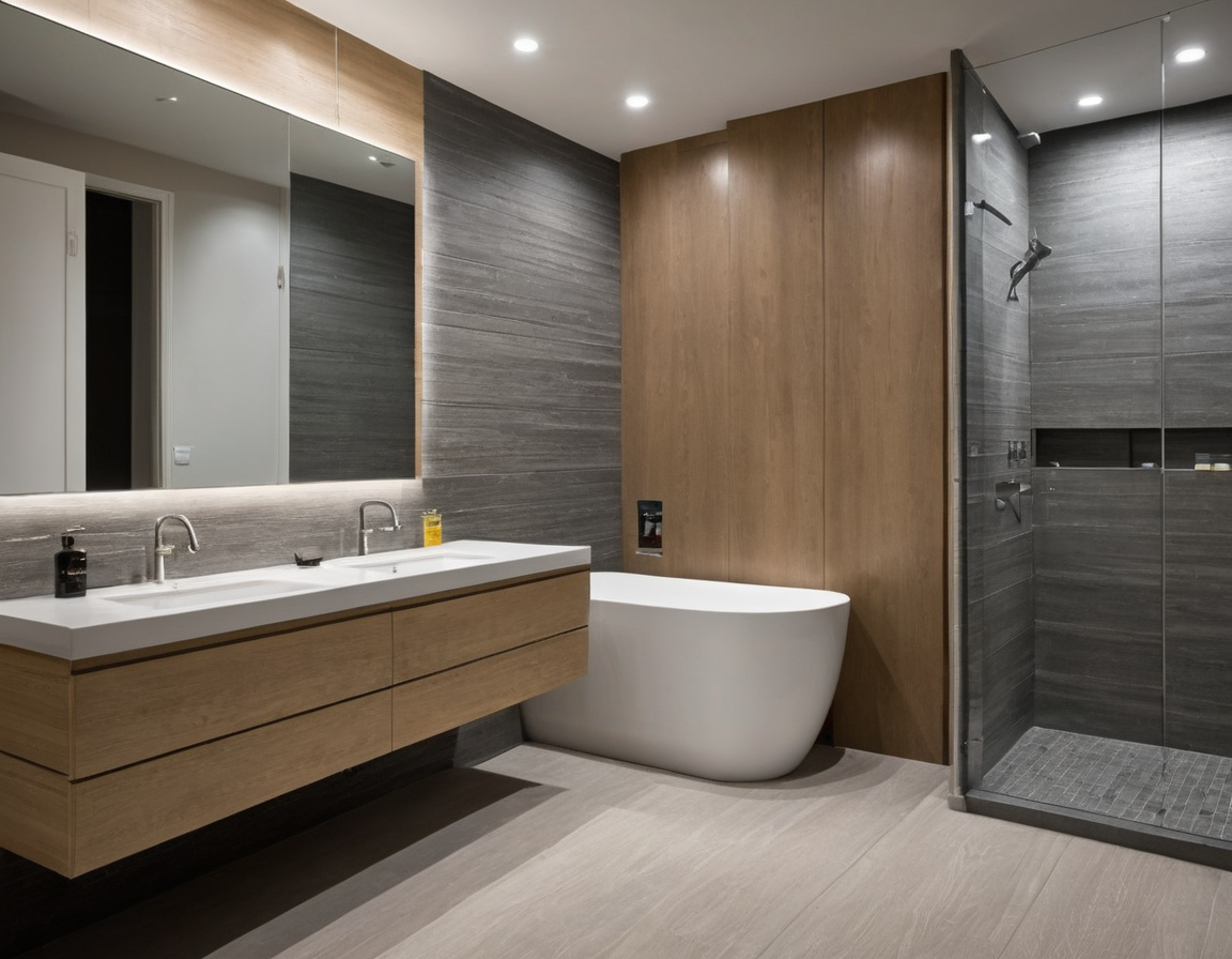 When should the shower flood test and plumbing inspections occur shown in a luxury residential interior